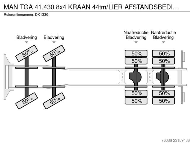 MAN TGA 41.430 8x4 GRUE 44tm/WINDER TÉLÉCOMMANDE/MANUEL/RESSORT À LAMES ! DK1330 MAN TGA 41.430 8x4 KRAAN 44tm/LIER AFSTANDSBEDIENIN...