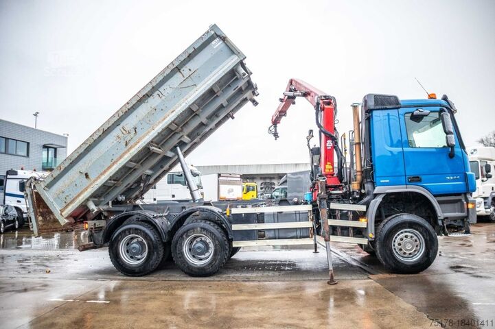 Camion-benne avec grue MERCEDES ACTROS 3344 AK - HMF 1643 Z2