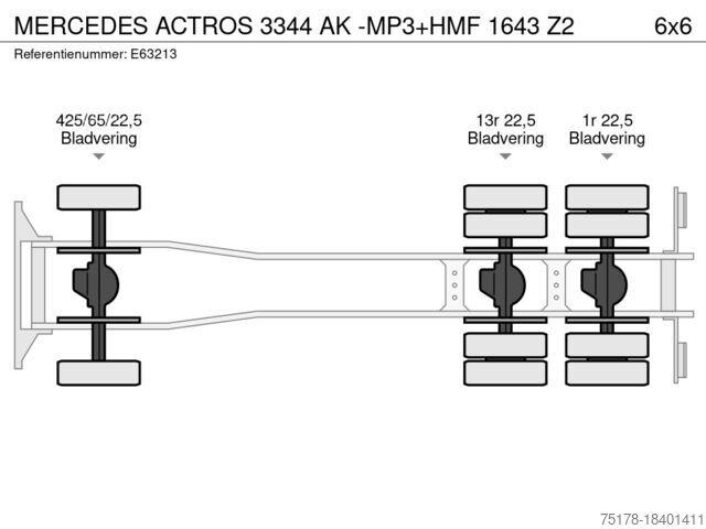 Volquete con grúa Mercedes-Benz ACTROS 3344 AK -MP3+HMF 1643 Z2