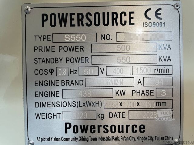Tilslag Scania DC13 072A - 550 kVA Generator - DPX-19764