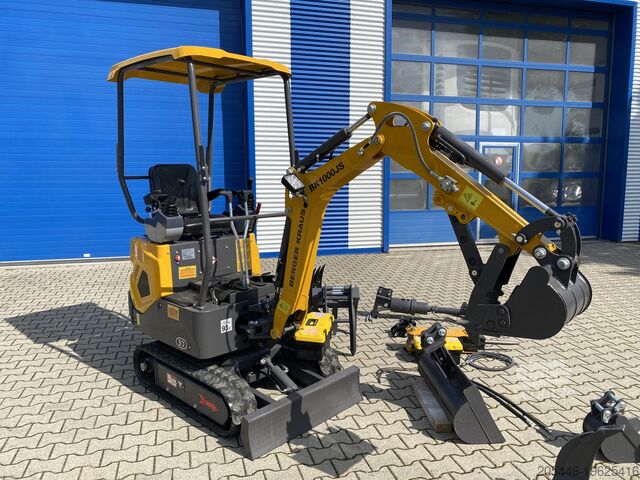 Miniescavatore con ampio pacchetto di accessori Berger Kraus BK1000JS mit Schwenkarm *HERBSTAKTION*