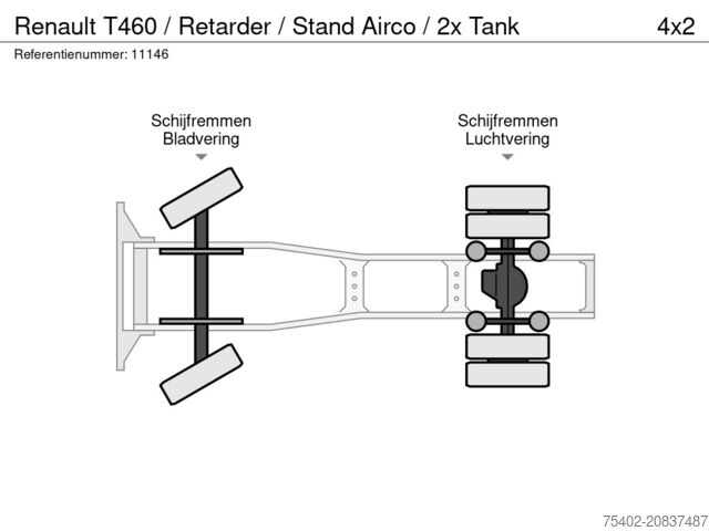Standard tractor Renault T460 / Retarder / Stand Airco / 2x Tank
