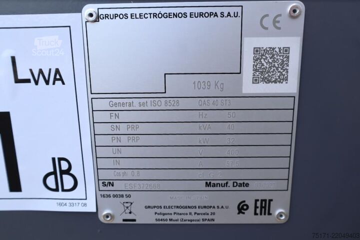 Agregat Atlas Copco QAS 40 ST3 Valid inspection, Diesel, 40 kVA