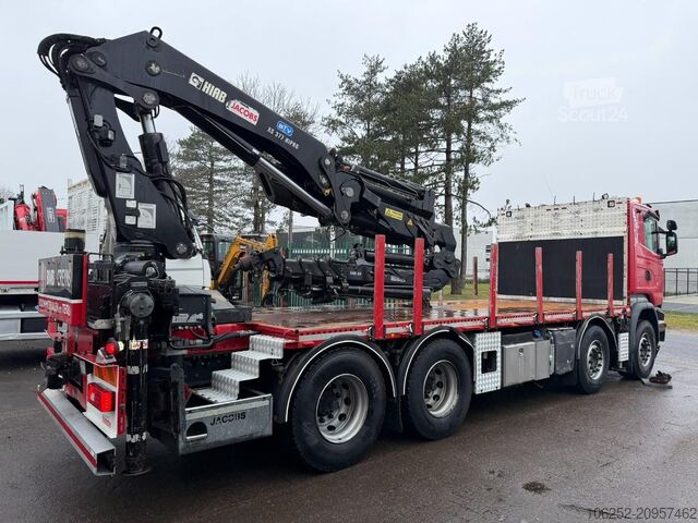 Plateforme de chargement ouverte Scania R490 8x4 PRITSCHE + KRAN HIAB 377 E-4 HIPRO + J...