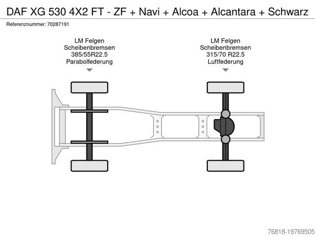 Standardowy ciągnik siodłowy DAF XG 530 4X2 FT - ZF + Navi + Alcoa + Alcantara +