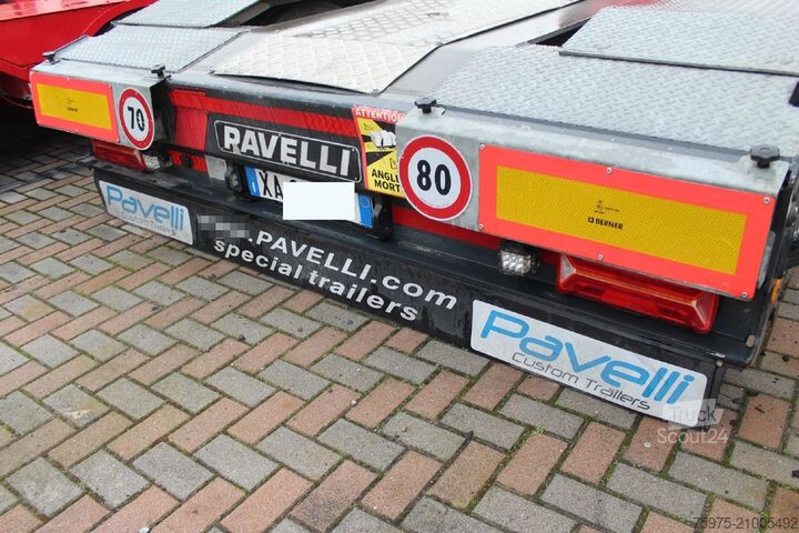 žemagrindė puspriekabė statybos technikos transportavimui pavelli carrellone trasporto veicoli buche usato