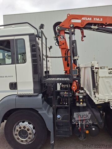 Trostrani kiperski kamion MAN TGS 18.420 4x2 BB Meiller Kipper Kran Atlas Funk