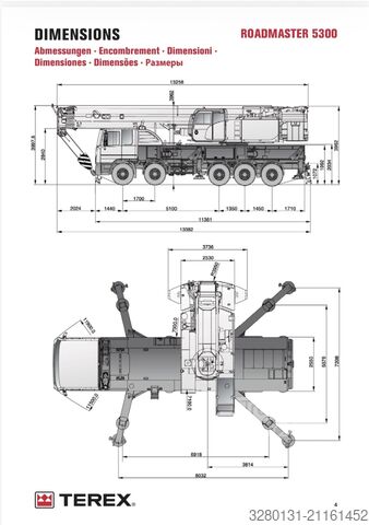 Grua montada em camião Mercedes-Benz, DEMAG, TEREX Roadmaster 5300, Actros 5548, AC 100/4