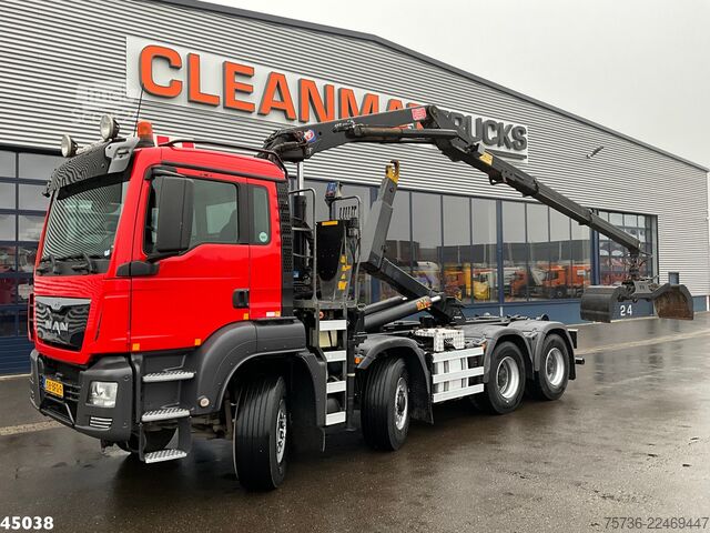 System med krokarm MAN TGS 35.400 8x4 Euro 6 HMF 16 Tonmeter Z-kraan