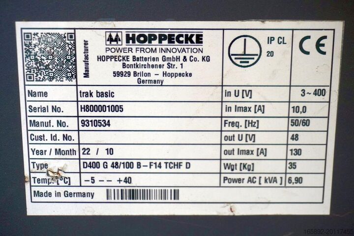 Batería de carretilla elevadora HOPPECKE Trak basic 48/130