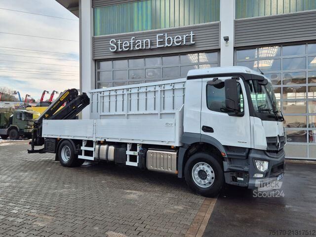 Plattformanhänger Mercedes-Benz Actros 1832 L Glaswand Palfinger PK 14502 Funk