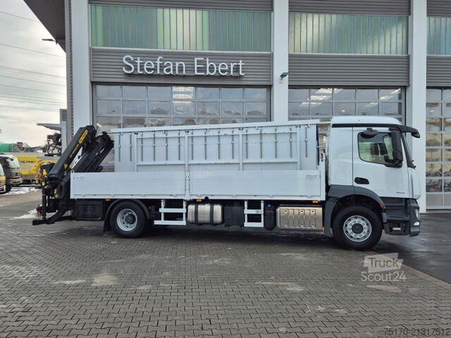 Plattformanhänger Mercedes-Benz Actros 1832 L Glaswand Palfinger PK 14502 Funk