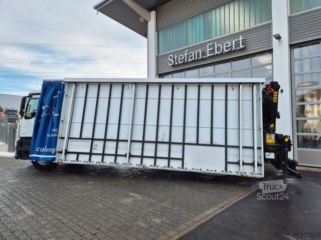 Plattformanhänger Mercedes-Benz Actros 1832 L Glaswand Palfinger PK 14502 Funk