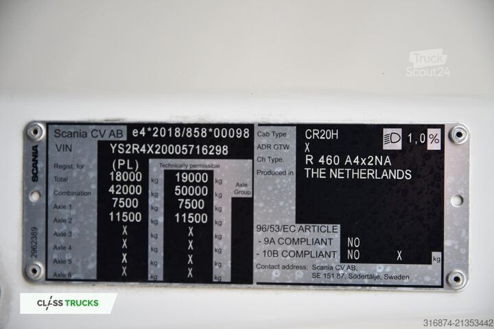 Standartinis vilkikas SCANIA R460 CR20H Cab, Adaptive Cruise Control
