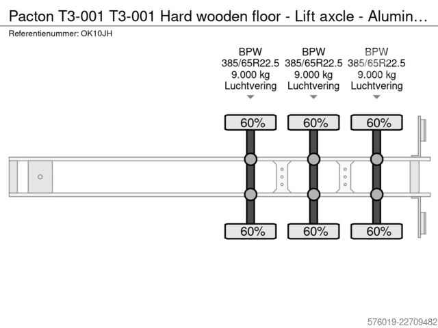 Przesuwne plandeki Pacton T3-001 T3-001 Hard wooden floor - Lift axcle - ...
