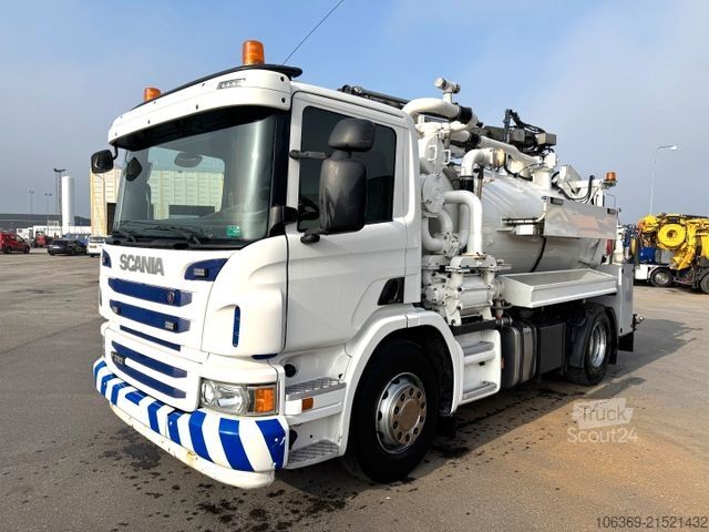 Camion-citerne à vide SCANIA P320 4x2 Hvidtved Larsen 7000 L Kombi