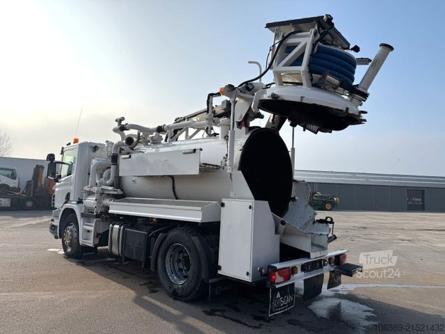 Camion-citerne à vide SCANIA P320 4x2 Hvidtved Larsen 7000 L Kombi