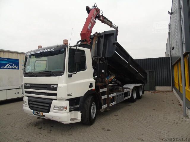 Kipper met kraan DAF CF 85.380 + MANUAL + HMF 1680 + HYVA + 6X2