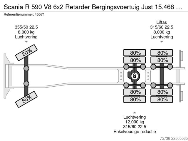Bergungsfahrzeug Scania R 590 V8 6x2 Retarder Bergingsvoertuig Just 15...