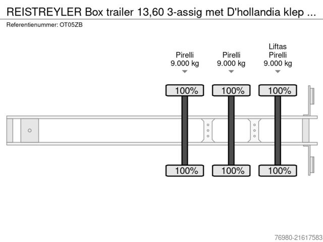 Koffer REISTREYLER Box trailer 13,60 3-assig met D'hollandia klep ...
