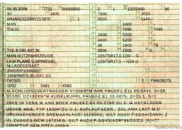 Samochód dostawczy z plandeką MAN TGL 8.180 4X2 BL / Ladebordwand