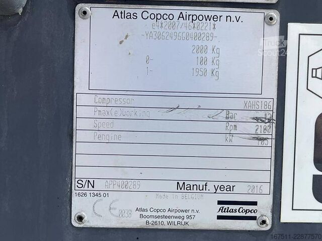 Hűtőkompresszor Atlas Copco XAHS 186