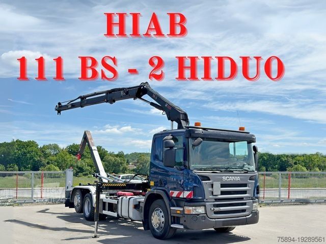 Riedantis savivartis sunkvežimis SCANIA P 360 * ABROLLKIPPER * HIAB 111 BS -2 HIDUO/FUNK