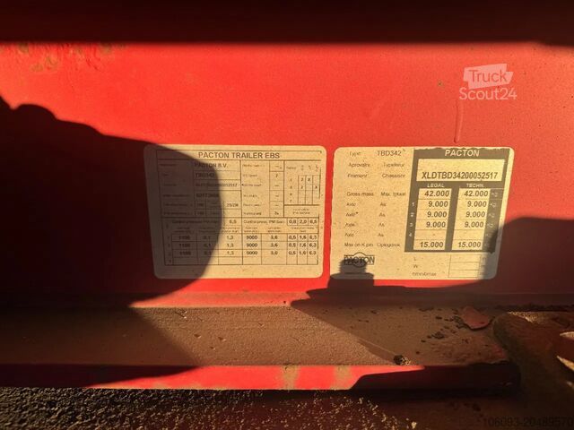 Sliding tarpaulins Pacton 3-ass schuifzeilen oplegger