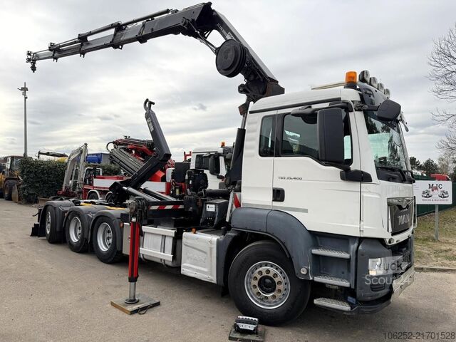 Containertransport (haakarmsysteem) MAN TGS 35.400 8x4 HOOKLIFT + CRANE HIAB 244 EP-4 H...