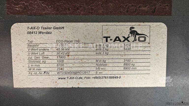 Открытый прицеп с тентом  TAXO ECO RACER 110 11.9 To. TANDEM BORDWAND
