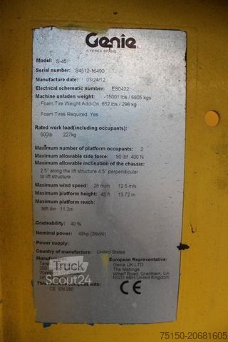 Pracovná plošina GENIE S-45 - 14 m - Nr.: 490