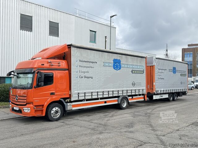 Car transporter truck with trailer, double-deck Mercedes-Benz Atego 1530 LL + Anhänger Doppelstock LBW