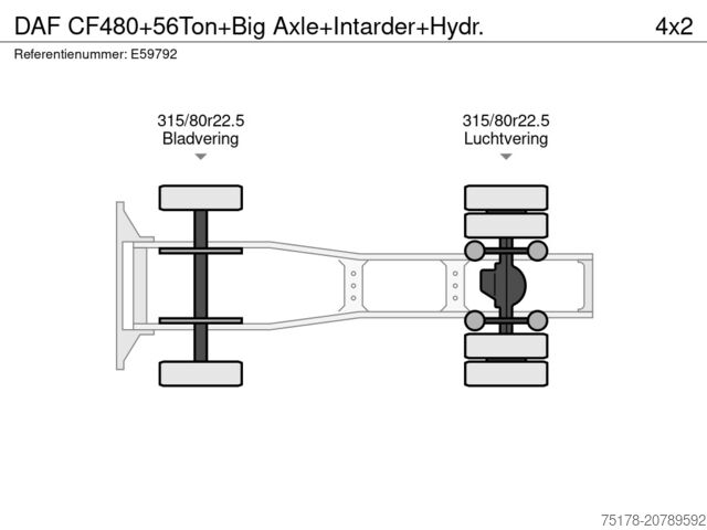 Standartinis-SZM DAF CF480+56Ton+Big Axle+Intarder+Hydr.