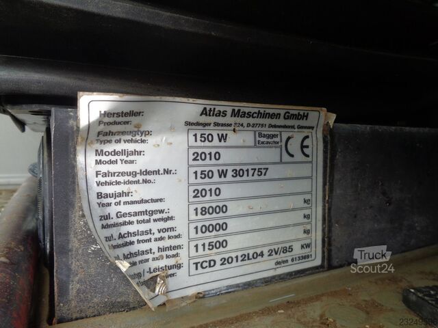 Tekerlekli ekskavatör ATLAS 150W Lehnhoff MS10-3 + Schaufel Klima