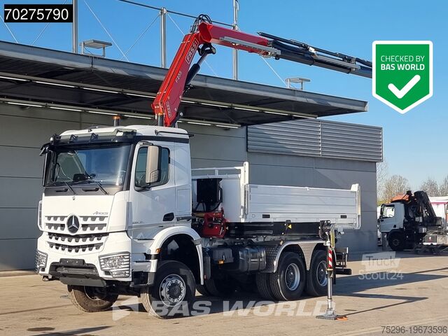 3-sidet tippelad Mercedes Arocs 3348 6X6 Full Steel Retarder Fassi 25T/M ...