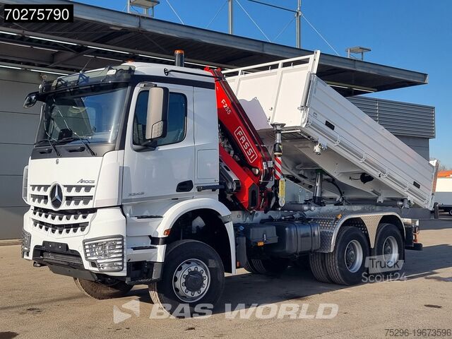 3-sidet tippelad Mercedes Arocs 3348 6X6 Full Steel Retarder Fassi 25T/M ...