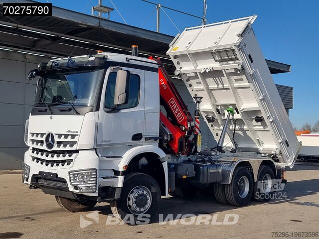 3-sidet tippelad Mercedes Arocs 3348 6X6 Full Steel Retarder Fassi 25T/M ...