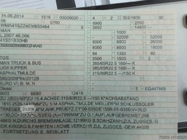 Basculantă MAN TGS 35:480 8x4BL MEILLER ISO-Teerbirne RETARDER