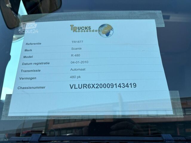 Furgon samochodowy do przewozu aut Scania R 480 6X2 + 3 PEDALS + STUURAS + EURO 5 + ALU O...