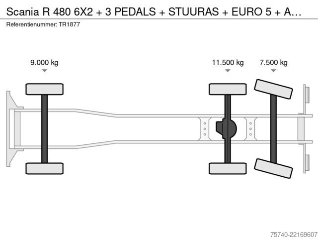 Furgon samochodowy do przewozu aut Scania R 480 6X2 + 3 PEDALS + STUURAS + EURO 5 + ALU O...