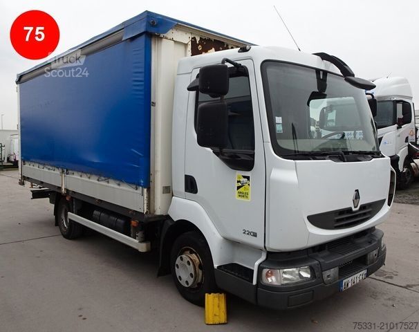 Camion plateau avec bâche RENAULT MIDLUM  220DXI  ENGINE DAMAGED D-CAB