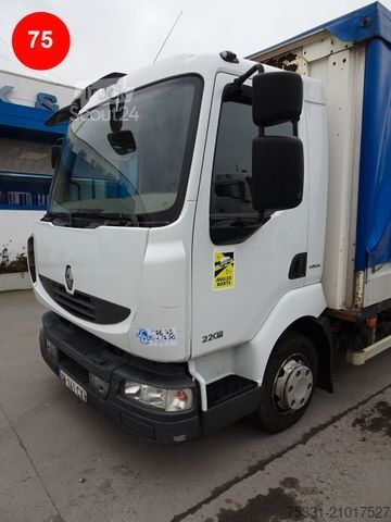 Camion plateau avec bâche RENAULT MIDLUM  220DXI  ENGINE DAMAGED D-CAB
