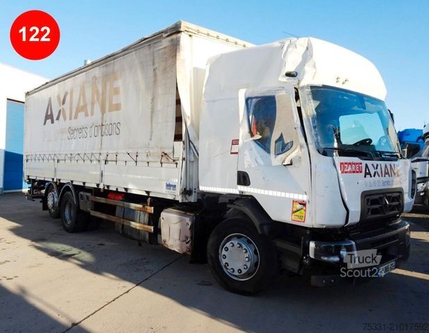 Camion plateau avec bâche RENAULT D 26 WIDE SLEEPER CAB GLOBAL CAB