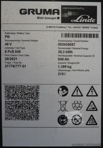 بطارية رافعة شوكية GRUMA 48 Volt 6 PzS 840 Ah