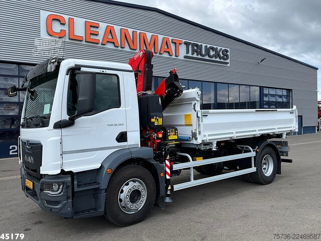 3-sānu pašizgāzējs MAN TGM 18.320 Euro 6 Fassi 13 Tonmeter laadkraan N...