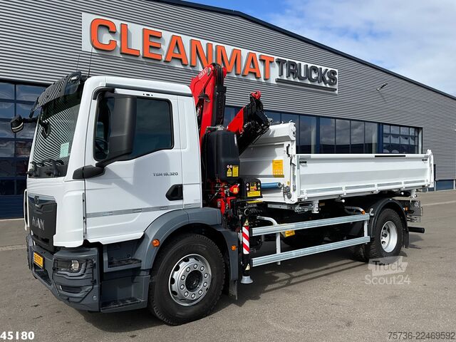 3-sānu pašizgāzējs MAN TGM 18.320 Euro 6 Fassi 13 Tonmeter laadkraan N...
