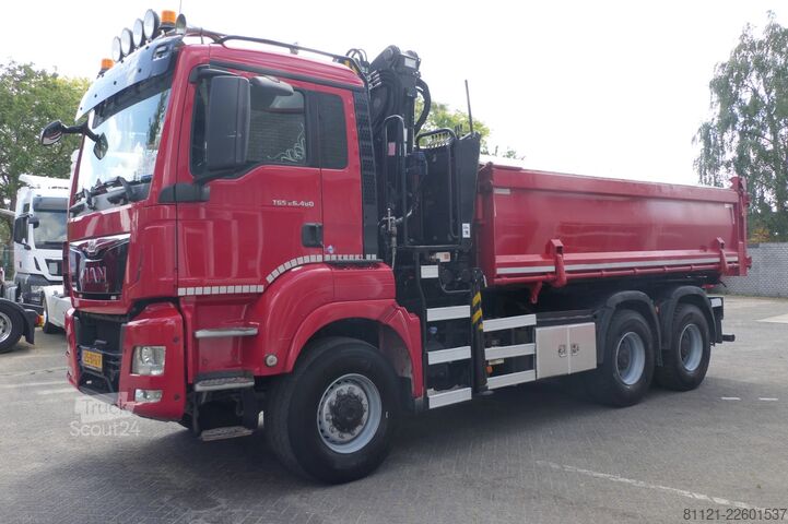 Tipper med kran MAN TGS 26.480 | 6X6 | 2 Side Tipper + Hydraulic du...