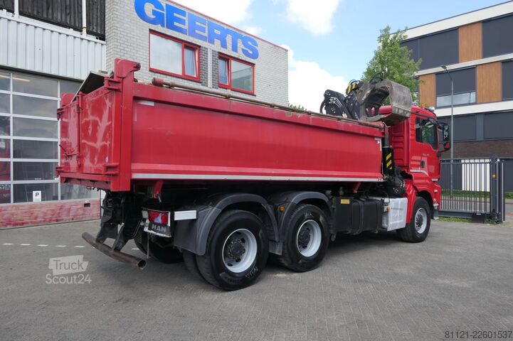Tipper med kran MAN TGS 26.480 | 6X6 | 2 Side Tipper + Hydraulic du...