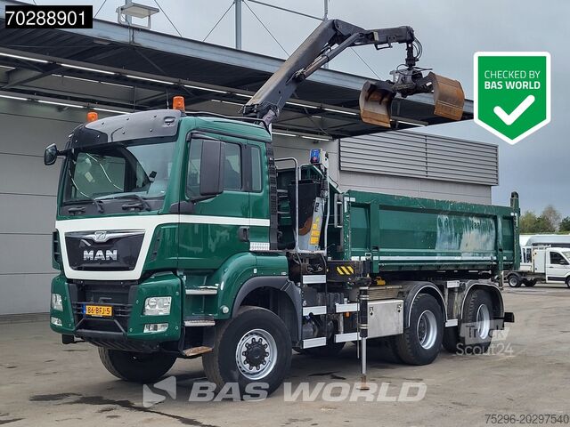 Camião basculante com grua MAN TGS 33.440 TGS 6X6 NL-Truck 12m3 Jansen Tipper ...