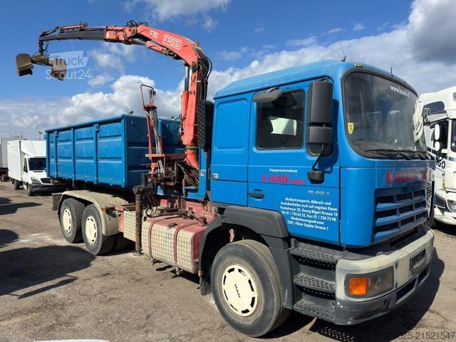 Tovornjak s kavljem za kontejnerje MAN STEYR 33S41 ABROLLCONTAINER+KRAN FASSI+CONTAINER